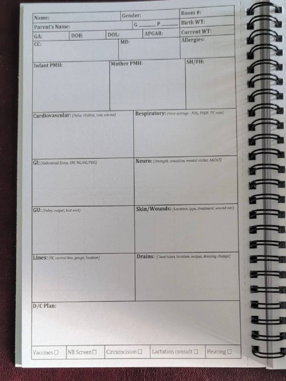 NICU Nursing Notebook – White